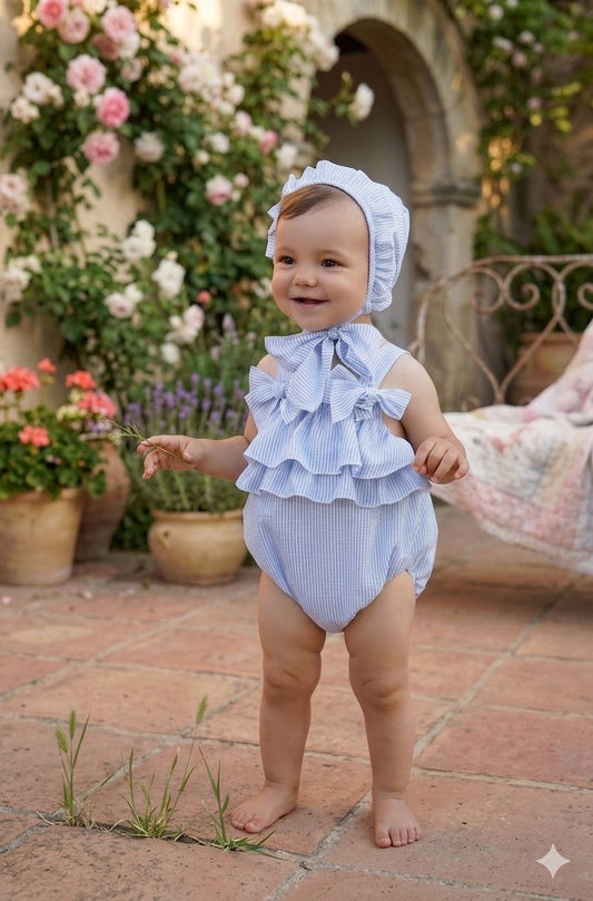 PELELE DE NIÑA CON TIRANTES Y VOLANTES A RAYAS