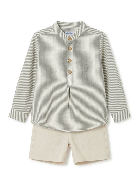 CONJUNTO CAMISA RAYAS VERDE CEREMONIA
