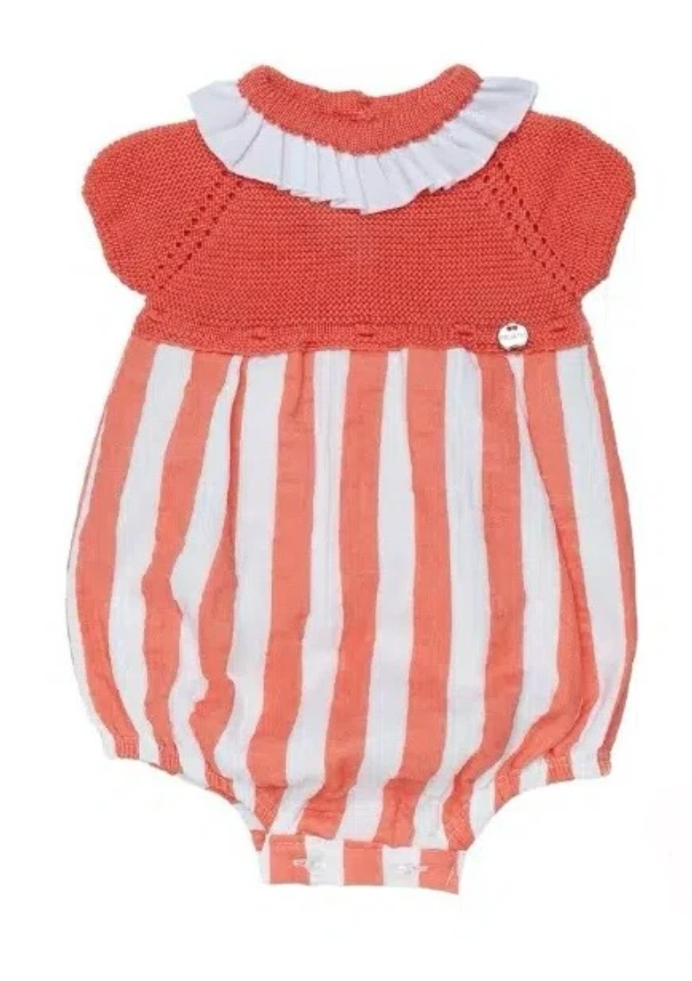 PELELE CUERPO PUNTO TELA RAYADA CORAL