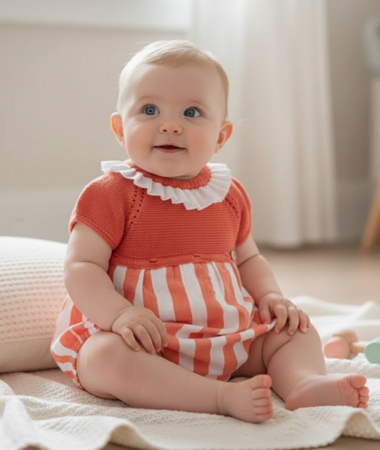 PELELE CUERPO PUNTO TELA RAYADA CORAL