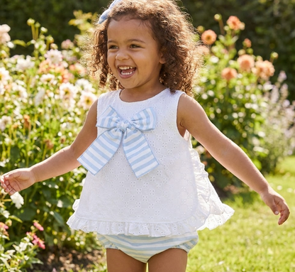 VESTIDO CORTO CON BRAGA RAYADA ENCAJE