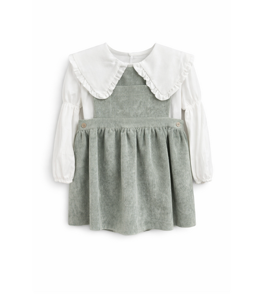 PETO Y BLUSA CUELLO NIÑA VERDE