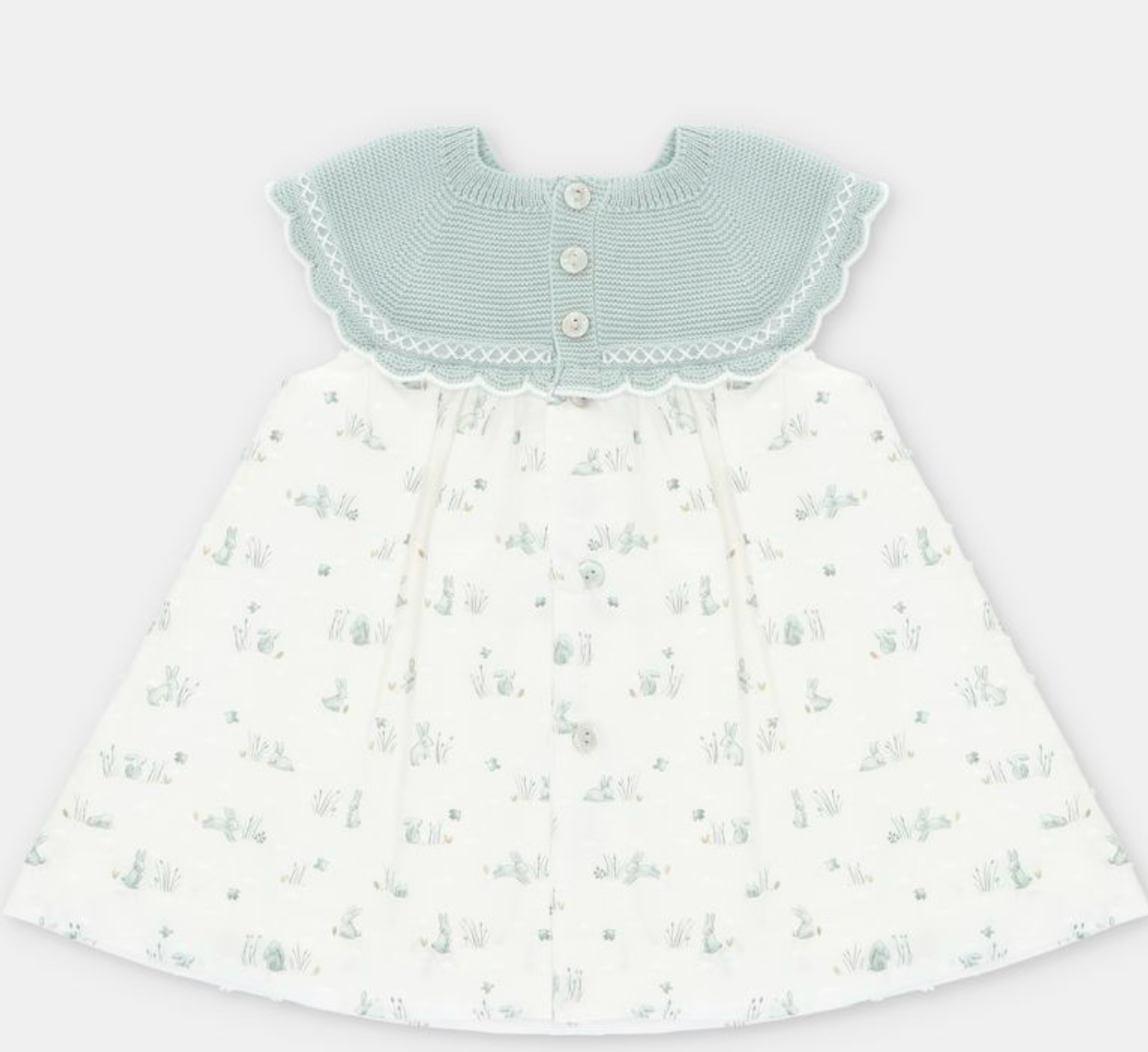 VESTIDO PUNTO Y TELA NIÑA CONEJOS
