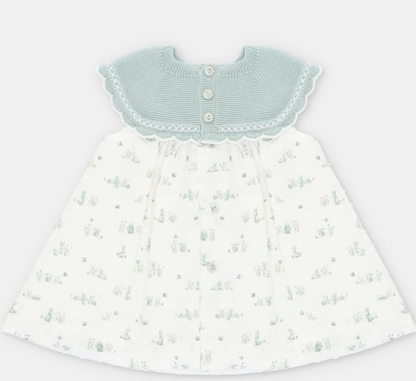 VESTIDO PUNTO Y TELA NIÑA CONEJOS