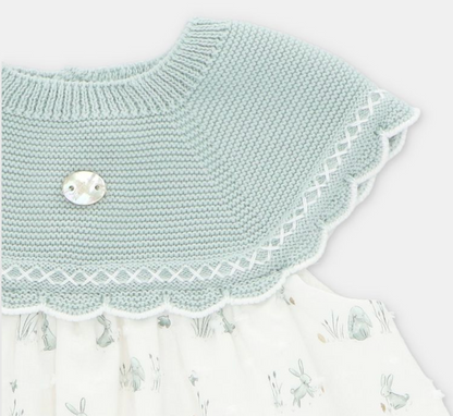 VESTIDO PUNTO Y TELA NIÑA CONEJOS