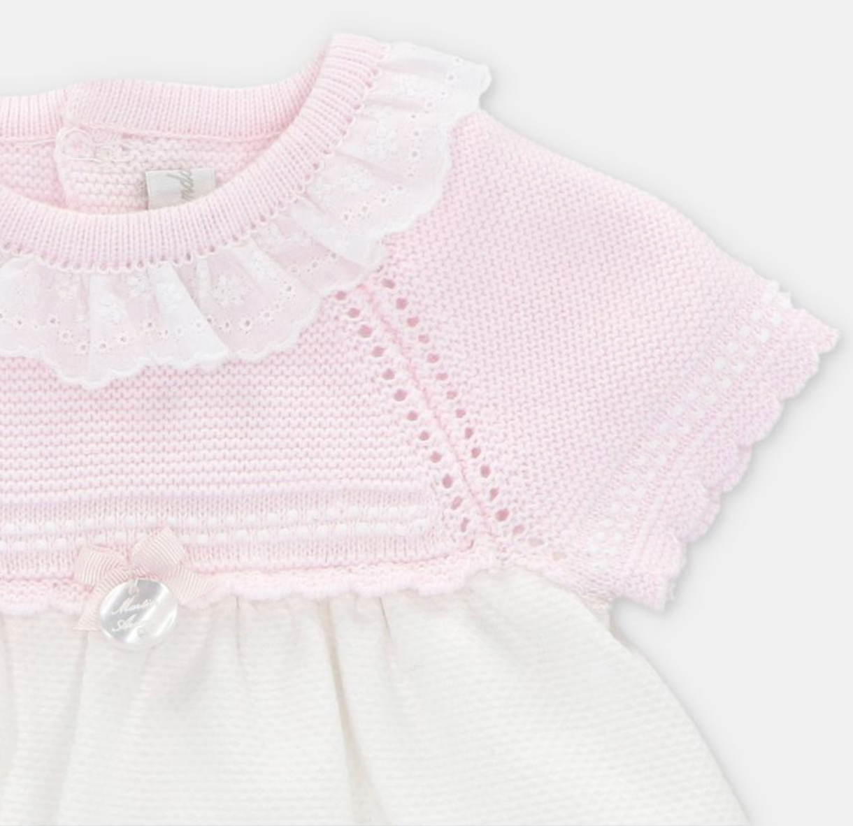 VESTIDO PUNTO Y TELA NIÑA ROSA PIQUE