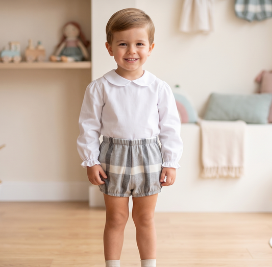 CAMISA VIELLA Y BERMUDA CUADROS GRIS