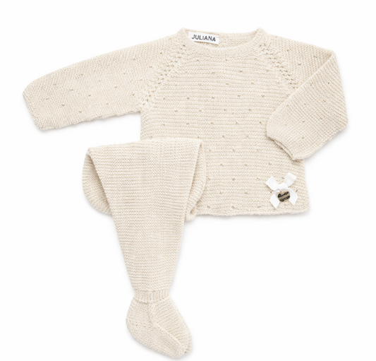 CONJUNTO 2 P.LIN CALADO LAZO CREMA