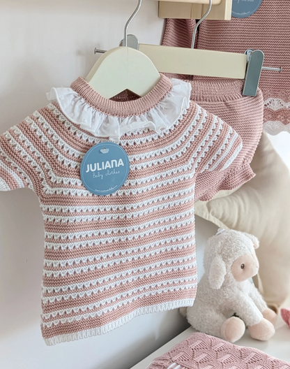 CONJUNTO BRAGA PUNTO LINES MOTAS MAQUILLAJE BLANCO