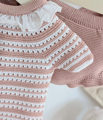 CONJUNTO BRAGA PUNTO LINES MOTAS MAQUILLAJE BLANCO