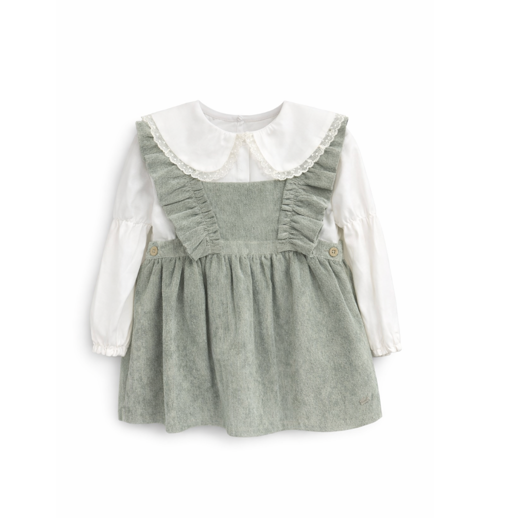 PETO Y BLUSA TELA NIÑA VERDE