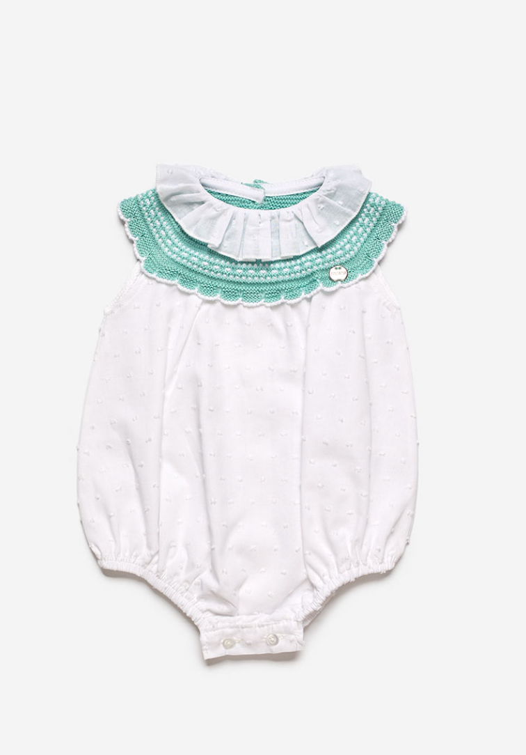 PELELE CUERPO PUNTO REDONDO TELA PLUMETI VERDE LAGO BLANCO