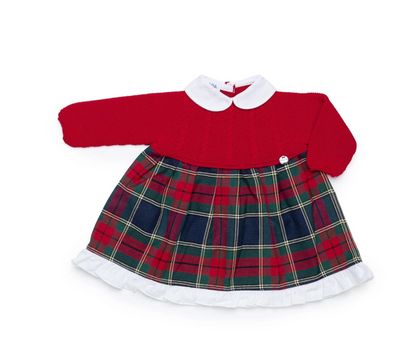 VESTIDO CUERPO PUNTO TELA CUADROS RIOJA
