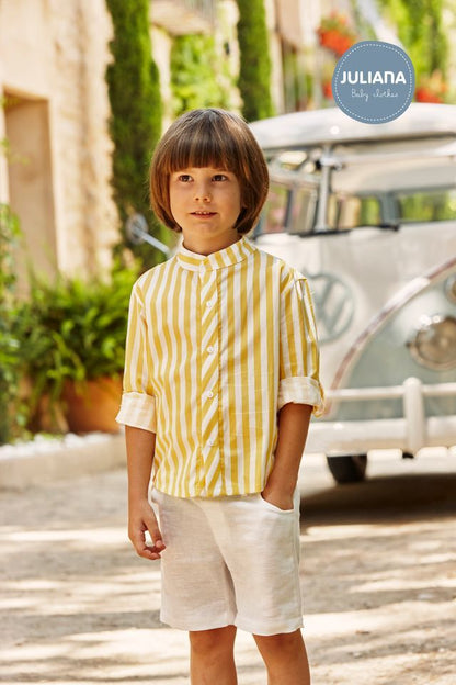 CONJUNTO CAMISA MANGA LARGA AMARILLO