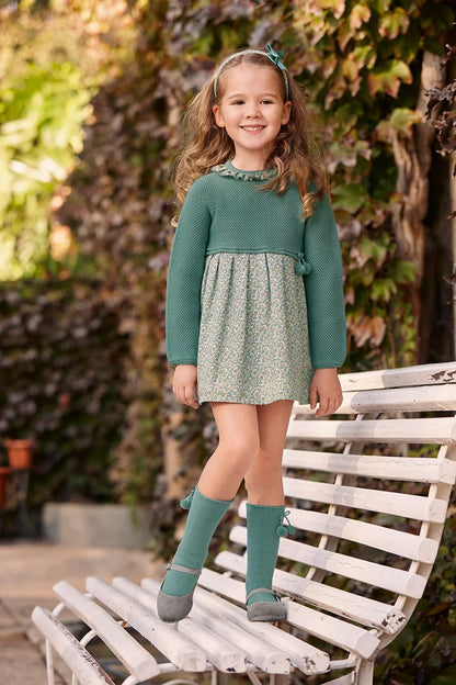 VESTIDO CUERPO PUNTO VERDE HOJA