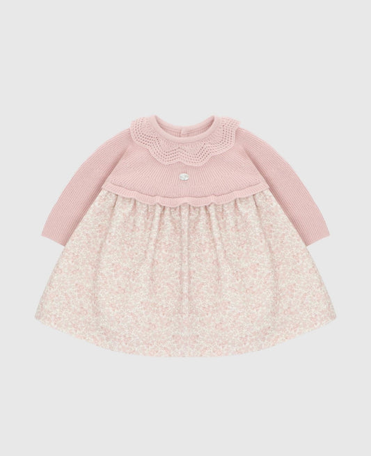 VESTIDO PUNTO Y TELA NIÑA LEEDS ROSA EMPOLVADO