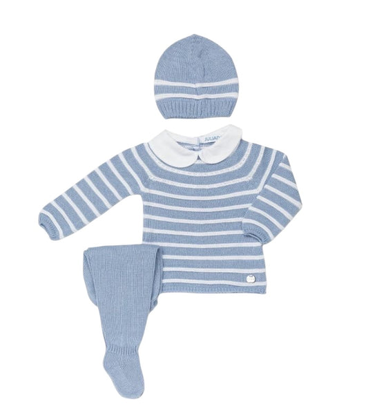 CONJ. RAYADO CUELLO CELESTE