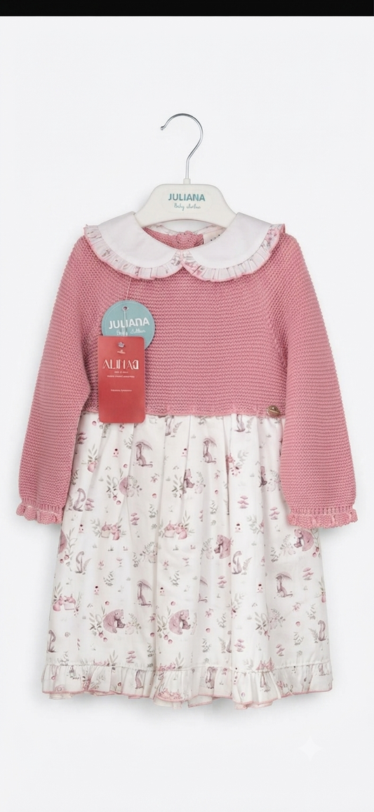 VESTIDO CUERPO PUNTO ANIMALITOS GORRO MAQUILLAJE