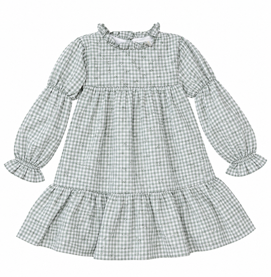 Vestido verde cerezas cuello