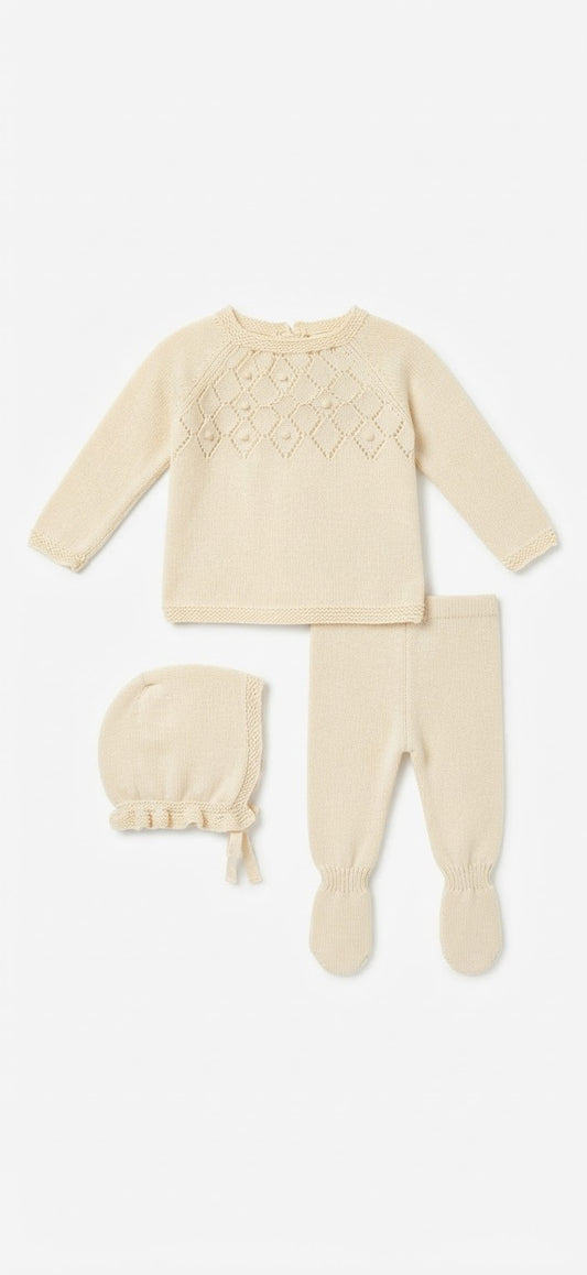 CONJUNTO 3.P CANESU ROMBOS BODOQUES CREMA