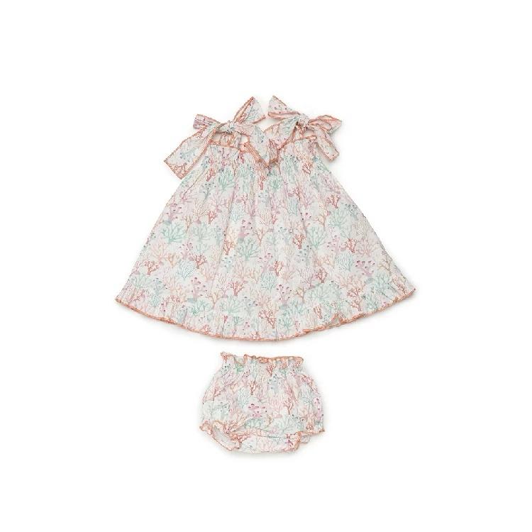 VESTIDO ENGOMADO BRAGA CORALES ROSA EMPOLVADO