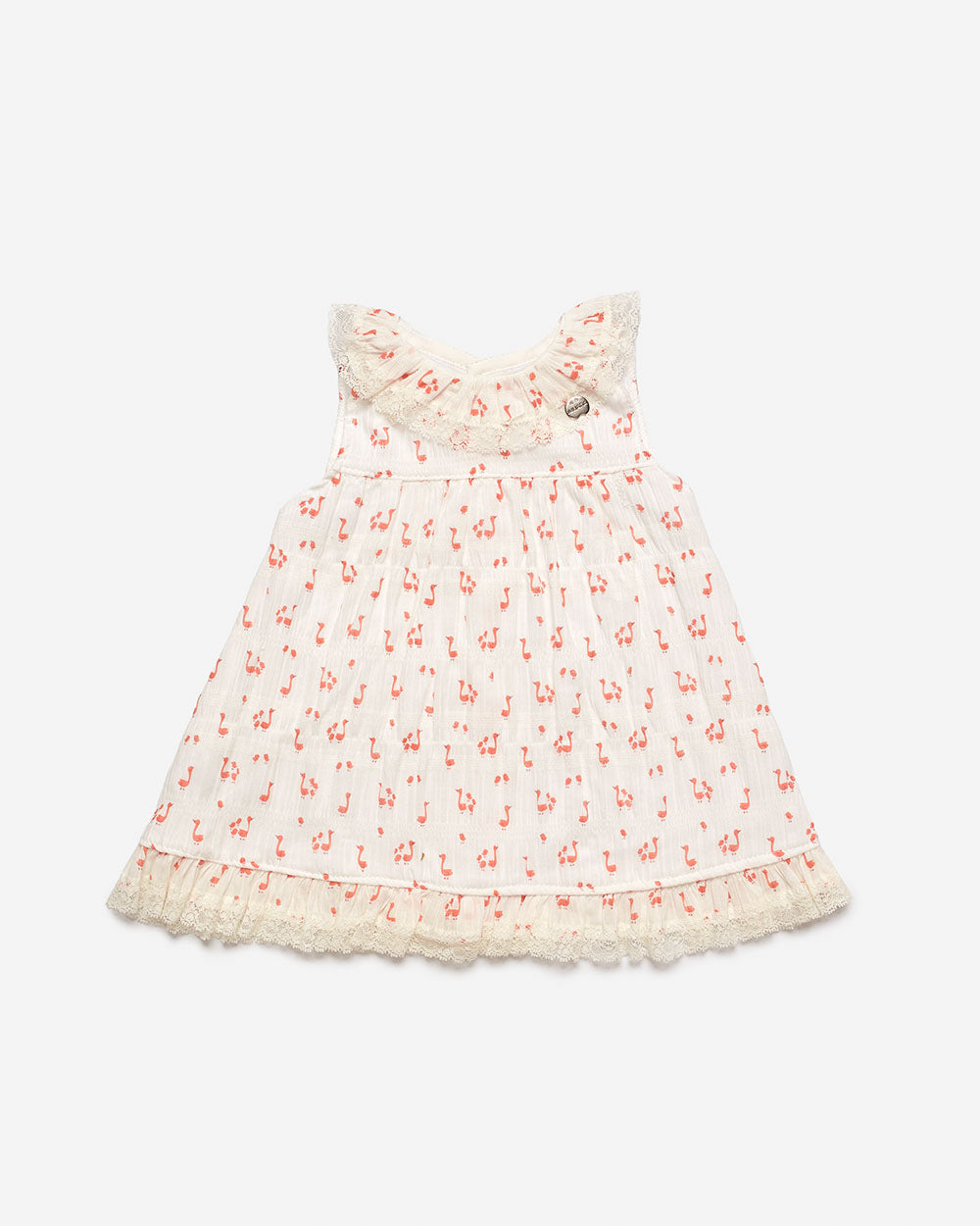 VESTIDO ENTERIZO TELA PATITOS CORAL