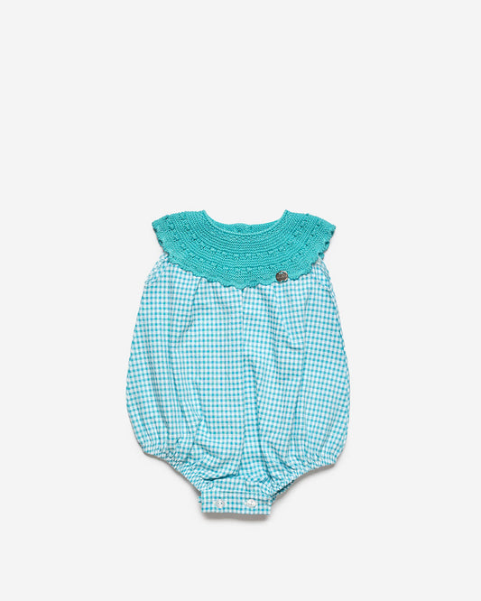 PELELE CUERPO PUNTO REDONDO TELA VICHY TURQUESA