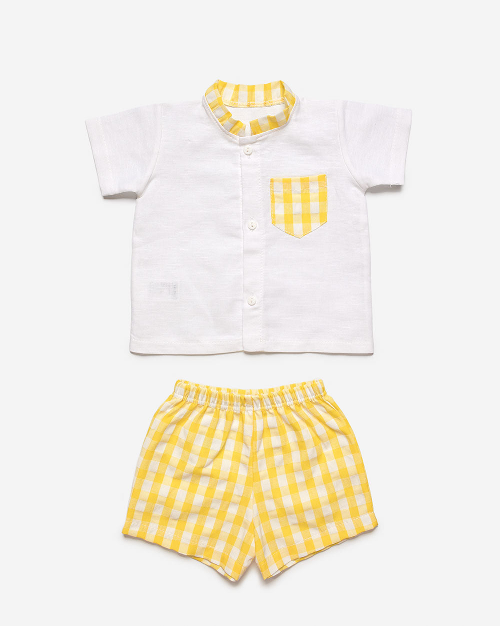 CONJUNTO CAMISA NIÑO CUELLO CUADROS AMARILLO