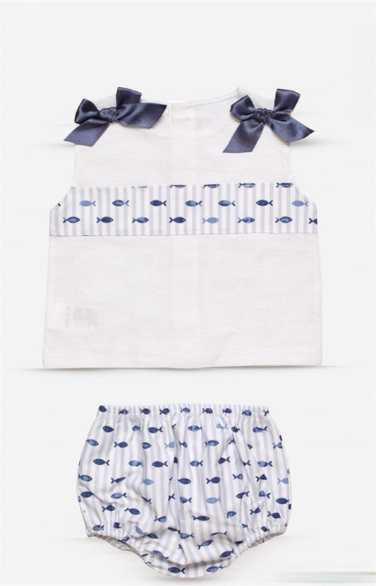 CONJUNTO CAMISA NIÑA PECES AZUL NOCHE