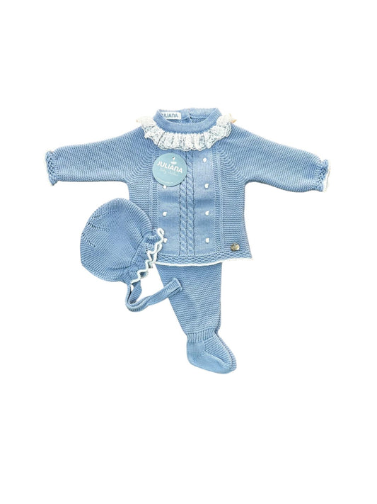 CONJUNTO POLAINA 3.P BODOQUES PUNTILLA CIELO BLANCO