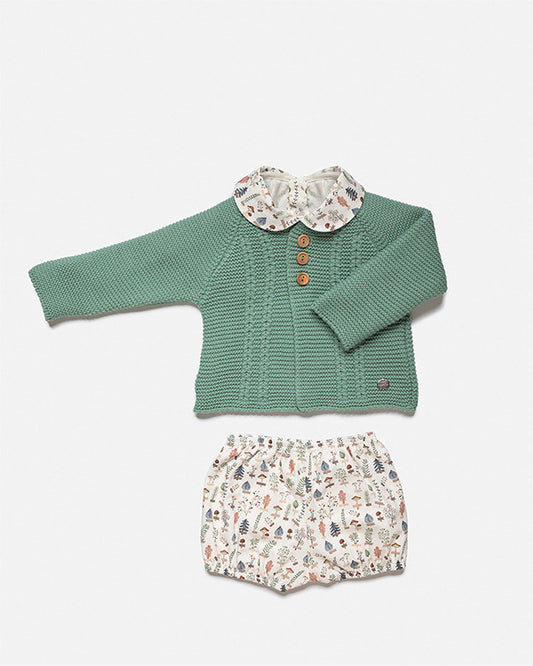 CONJUNTO CHAQUETA NIÑO PANTALON BOSQUE  HOJA