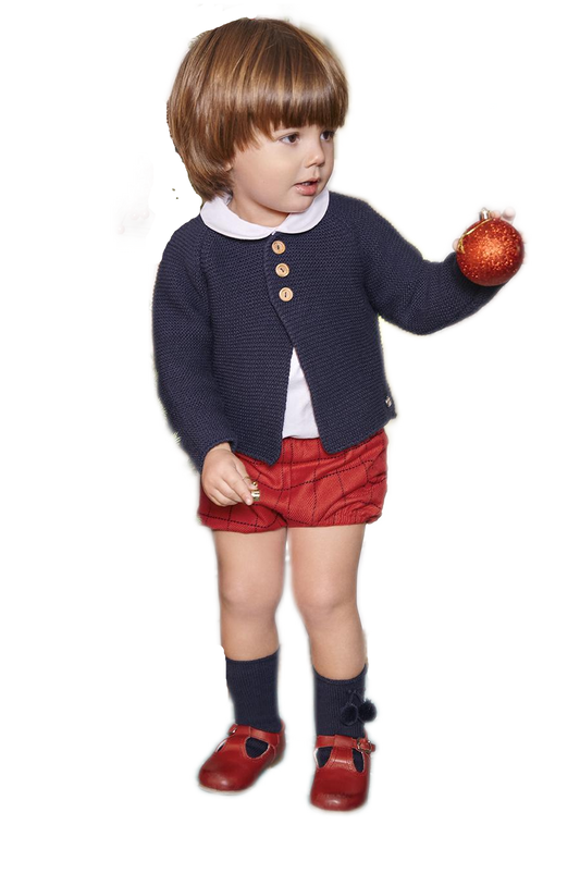 CONJUNTO CHAQUETA NIÑO CUADROS MARINO ROJO