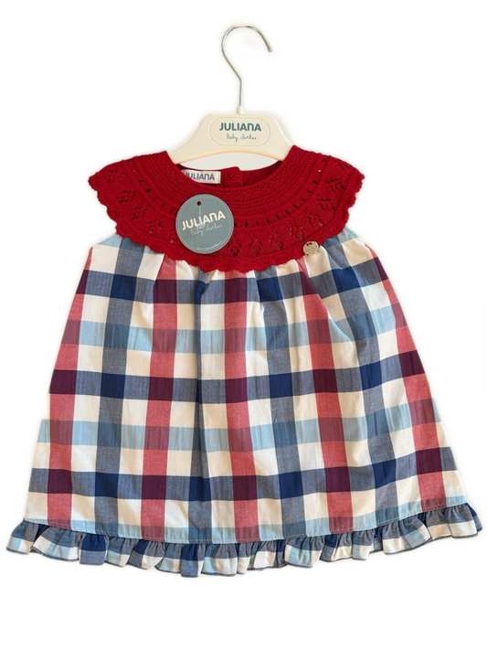 VESTIDO CUERPO REDONDO CUADROS ROJO